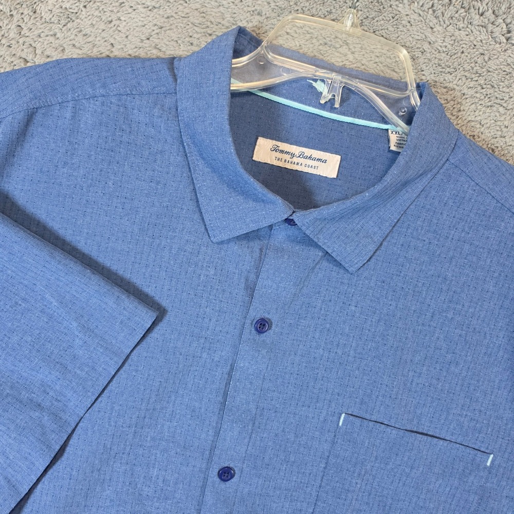 Tommy Bahama The Bahama Coast Shirt Men XXL Blue IslandZone Short Sleeve Stretch